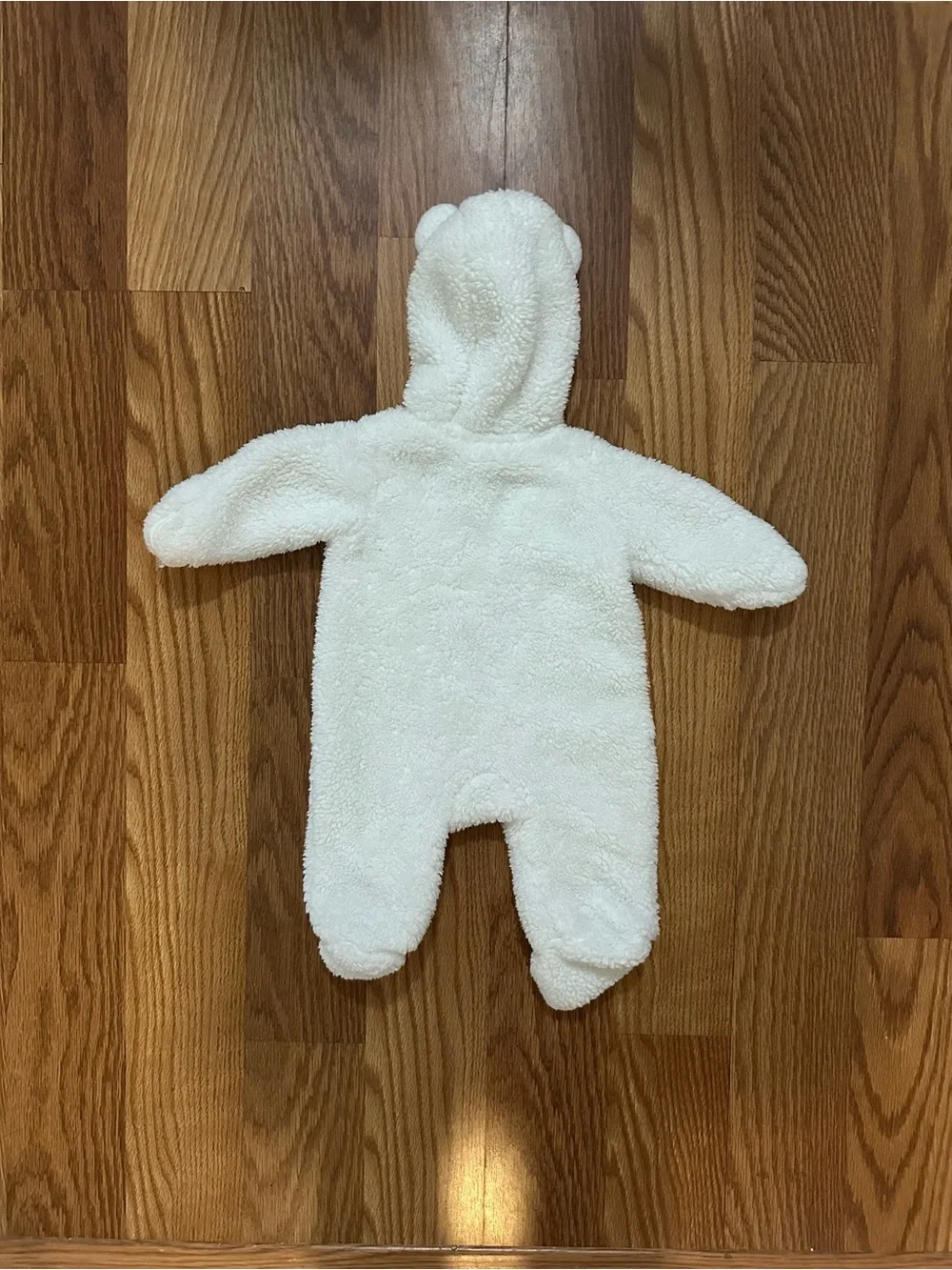 Carter’s Soft Sherpa Baby Teddy Bear One-Piece with Hood in White (NB)